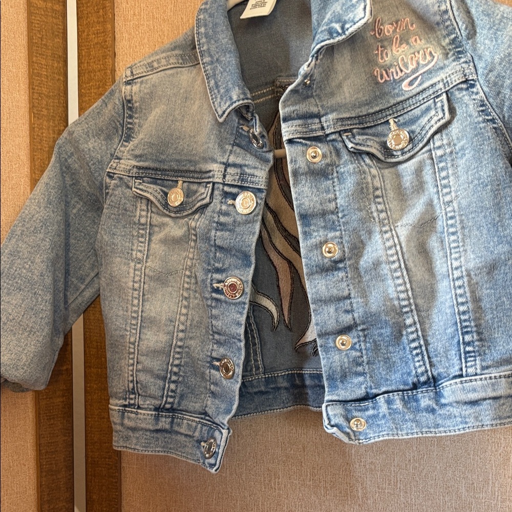Denim Kids Unicorn Jacket with Embroidered Detail 3-4 years